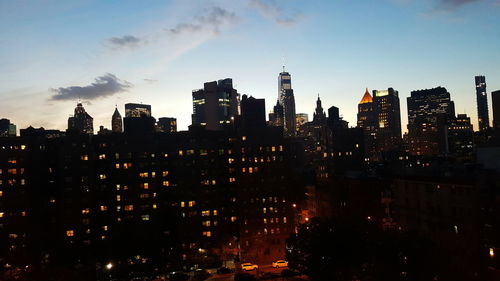 Illuminated cityscape at night