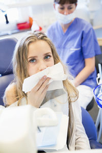 Teenage girl at dentist