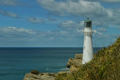 Scenic view of sea against cloudy sky