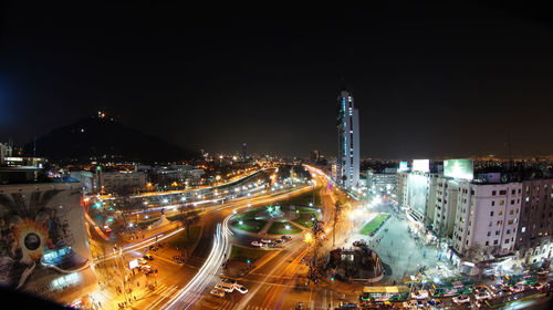 Traffic on road at night