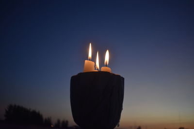 Close-up of illuminated candle