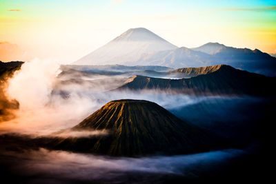 Panoramic view of volcanic mountain