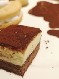 Close-up of chocolate cake in plate