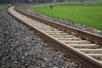 High angle view of railroad tracks