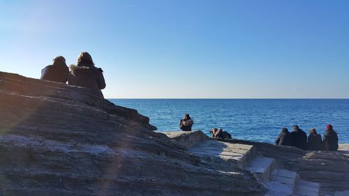 Scenic view of sea against clear sky