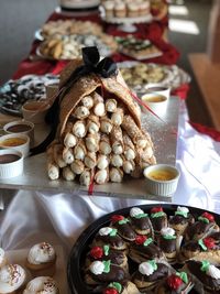 High angle view of food on table