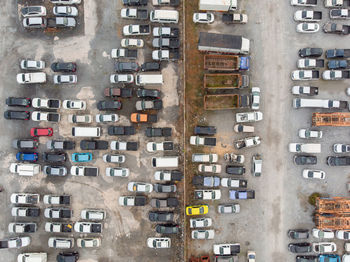 High angle view of buildings in city