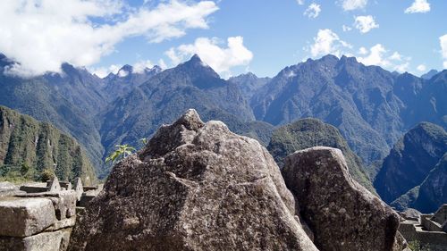 Panoramic view of mountains against sky