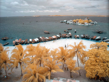 High angle view of beach against sky