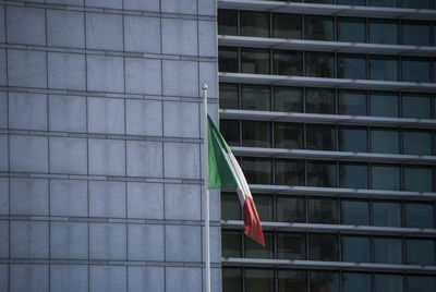 Close-up of flag against building