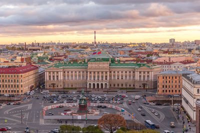 High angle view of buildings in city