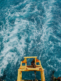 High angle view of boat in sea