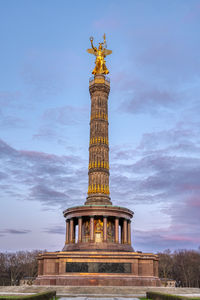 The victory column in the tiergarten in berlin, germany, after sunset