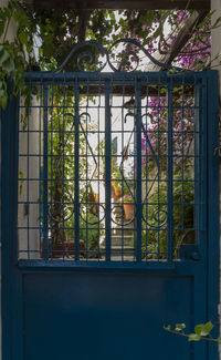 Building seen through glass window