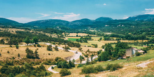 High angle view of townscape against sky