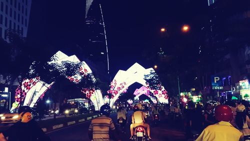 Illuminated city at night