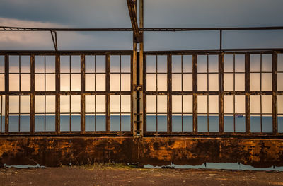 View of cityscape through window