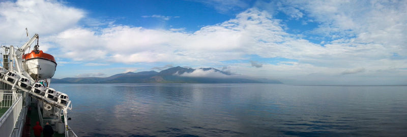 Panoramic view of sea against cloudy sky