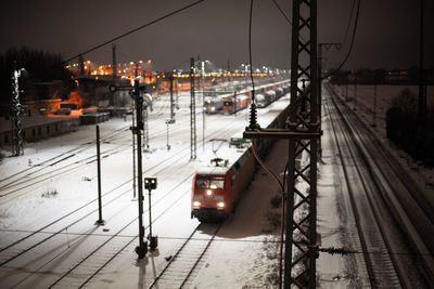 View of railroad tracks in winter