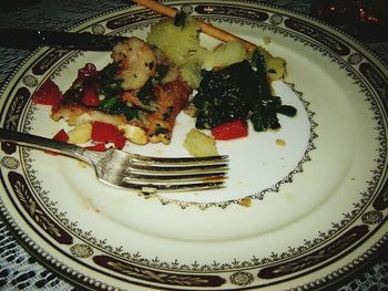 Close-up of served food in plate