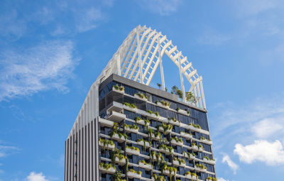 Low angle view of modern building against sky