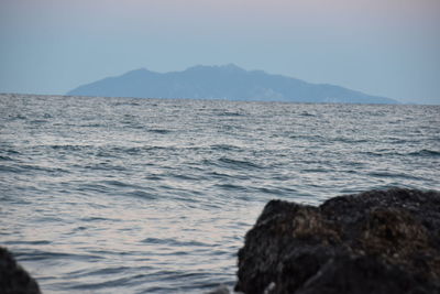 Scenic view of sea against clear sky