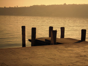 Scenic view of sea at sunset