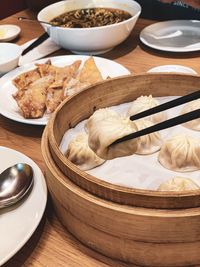 Close-up of food in plate on table