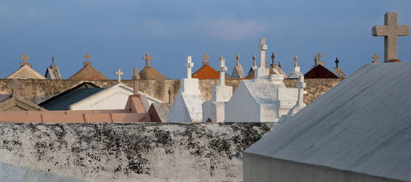 Panoramic view of cemetery against sky