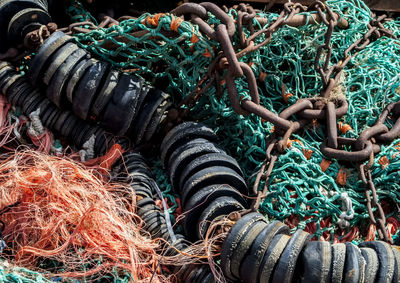 High angle view of fishing nets