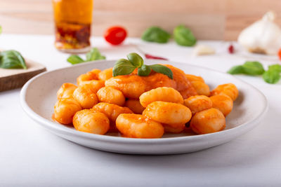 Close-up of food in plate on table