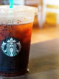 Close-up of drink on table