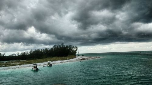 Scenic view of sea against cloudy sky