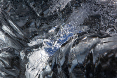 Close-up of icicles on rock