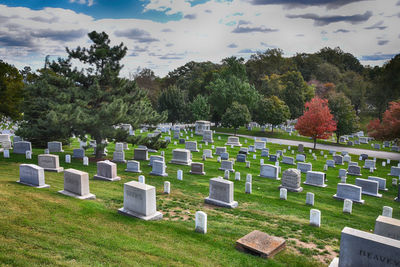 View of cemetery against sky