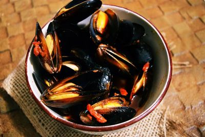 Close-up high angle view of table