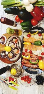 High angle view of food on table