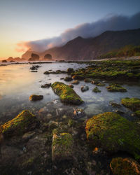 Scenic view of sea against sky during sunset