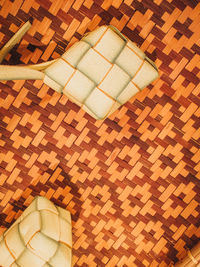 High angle view of tiled floor at home