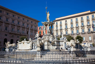 The famous fountain of neptune located at municipio square in naples built on 1600
