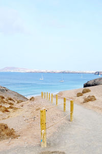 Scenic view of sea against clear sky