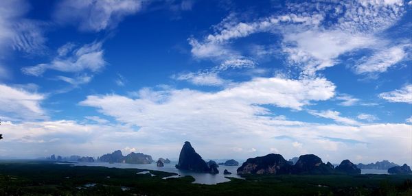 Panoramic view of landscape against cloudy sky