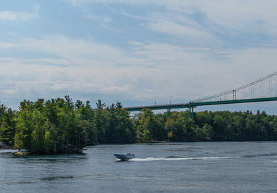 Scenic view of bridge over river against sky