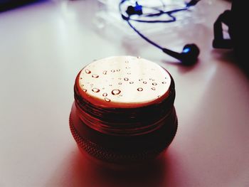 High angle view of dessert on table