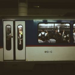 Reflection of train on window