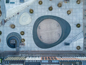 Directly above shot of clock on building