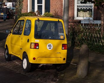 Yellow cart in city