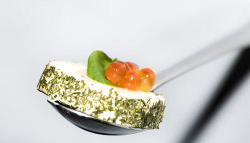 Close-up of fruits against white background