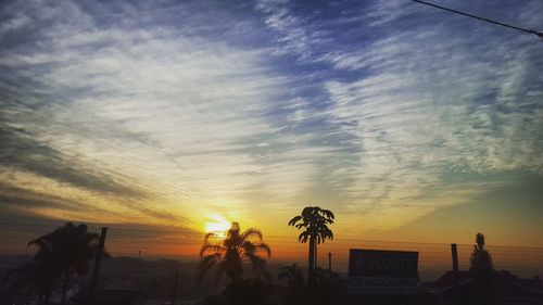 Silhouette palm trees against sky during sunset