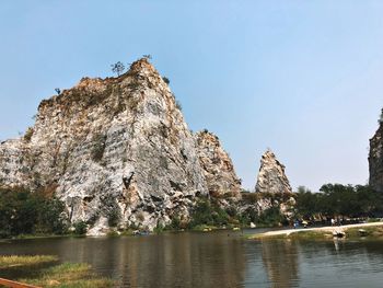 Scenic view of lake against clear sky